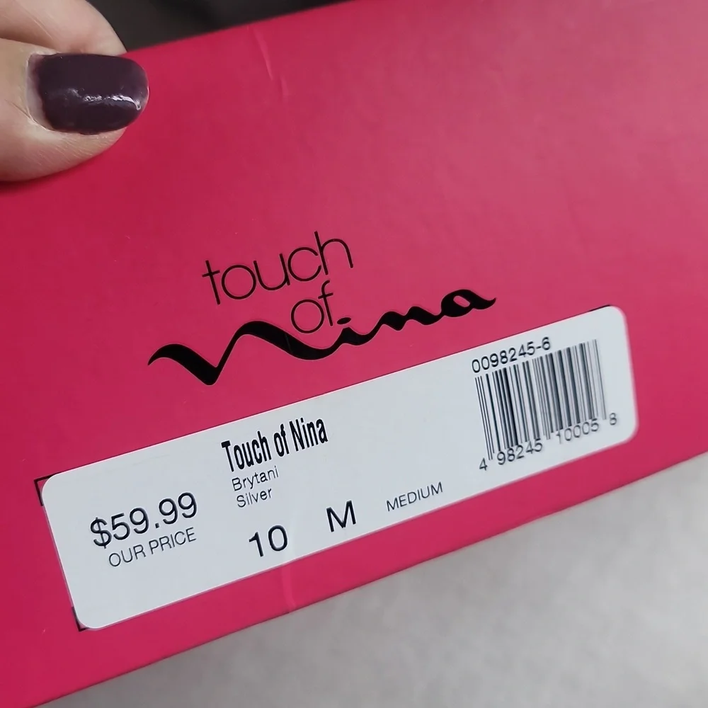 Touch of Nina Silver Glitter Kitten Heels